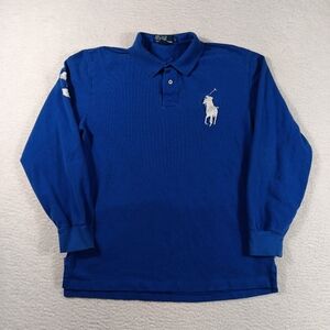 Vintage 90s Polo Ralph Lauren Shirt Mens Large Blue Long Sleeve Polo Big Pony 3